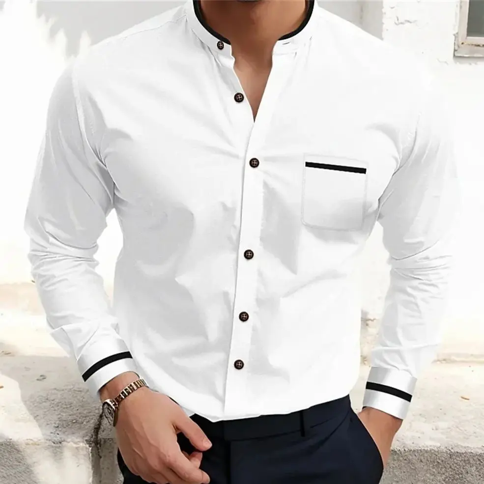 2024 autumn new men's single breasted classic long sleeved breathable casual trend shirt, high-end men's style leading fashion