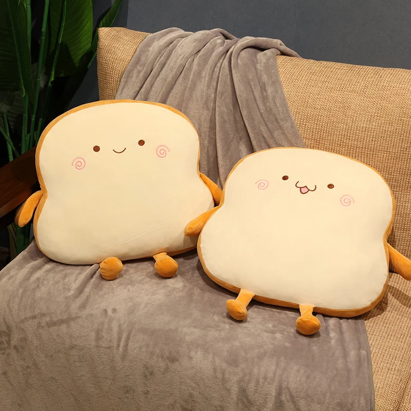 45x40cm sop pão comida travesseiro de pelúcia emoção feliz sorridente squishy assento almofada lance travesseiro apoio lombar homem presente
