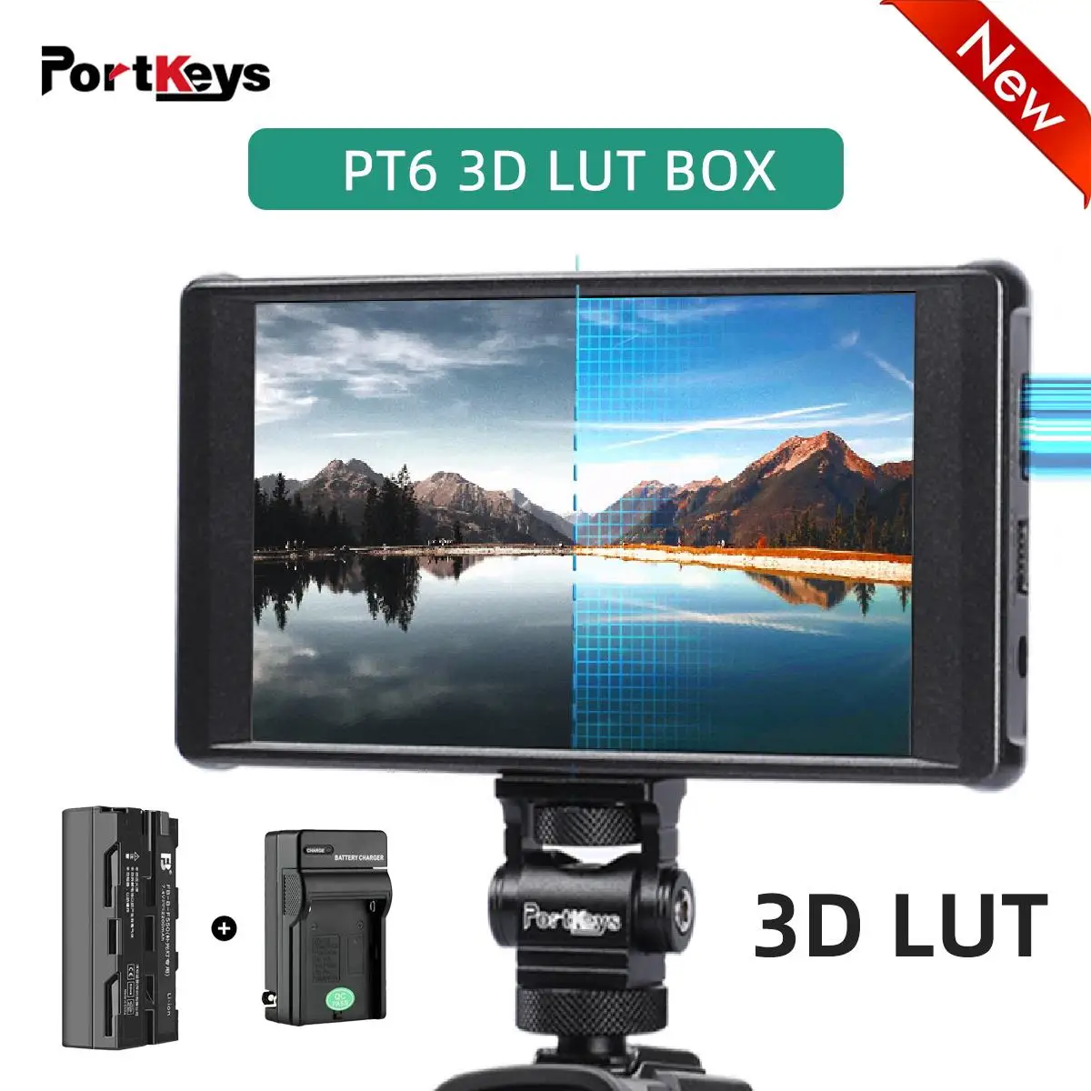 Portkeys PT6 5.2 inch Camera Field Mointor 3D LUT 4K-HDMI Display Real Time Monitoring Stretch Legs Effects for Live Streaming