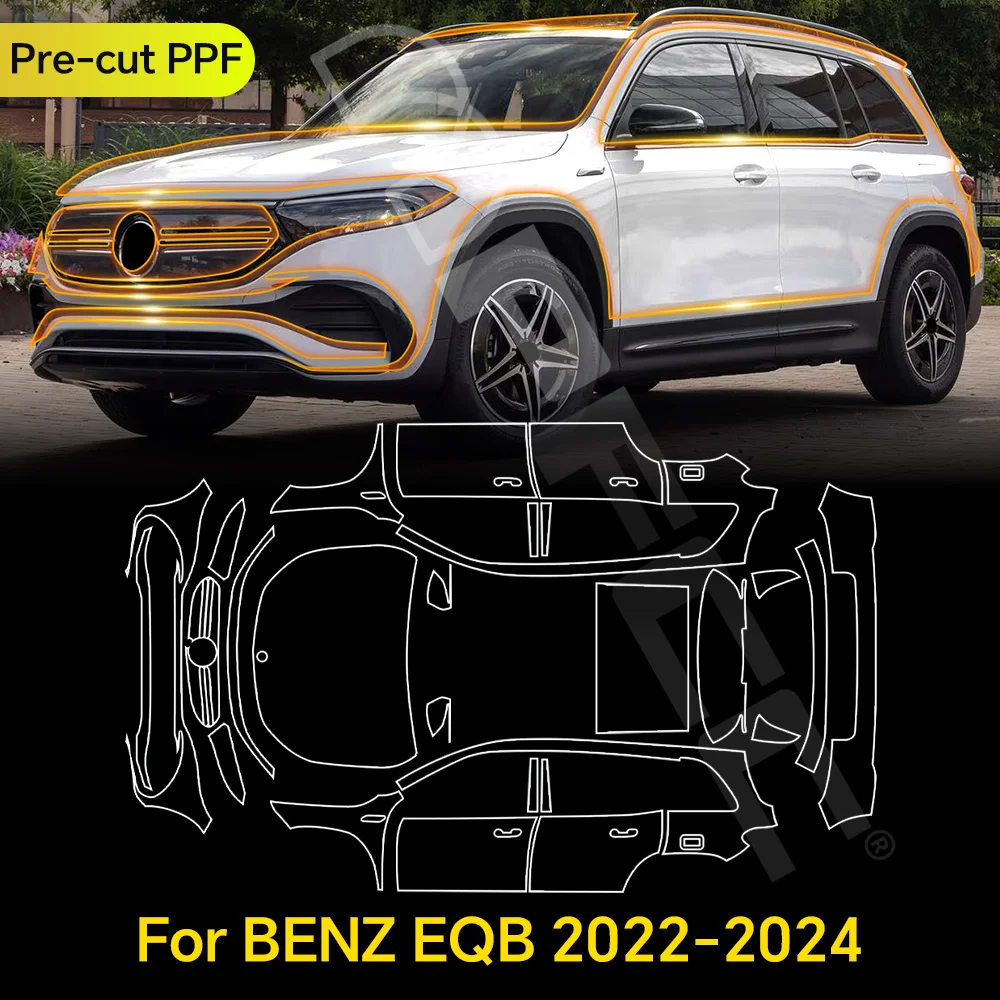 

For Mercedes EQB 2022-2024 TPU Paint Protection Film Pre-cut Clear PPF Car Body Anti-Scratch Resistant Invisible Self-adhesive