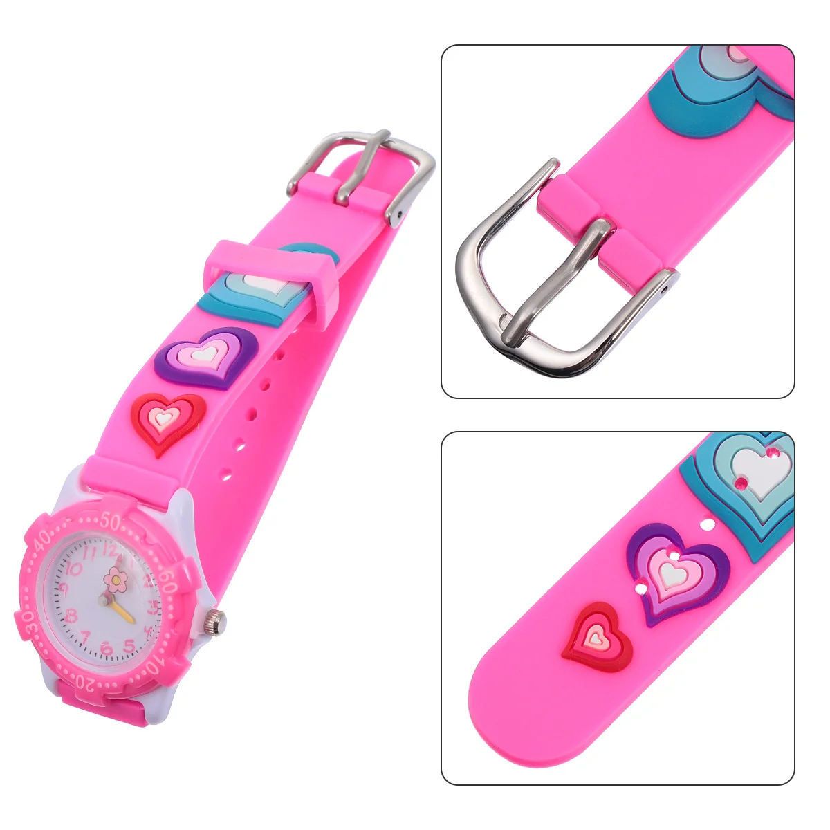 Cartoon Watch Flower Pattern Waterproof Wristwatch Adjustable Strap For School Daily Use