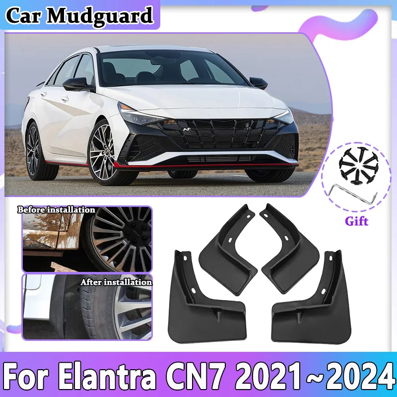 

Car Mud Flaps For Hyundai Elantra CN7 2021~2024 i30 Sedan Mudguards Splash Guards Front Anti-splash Fender Mudflaps Accessories