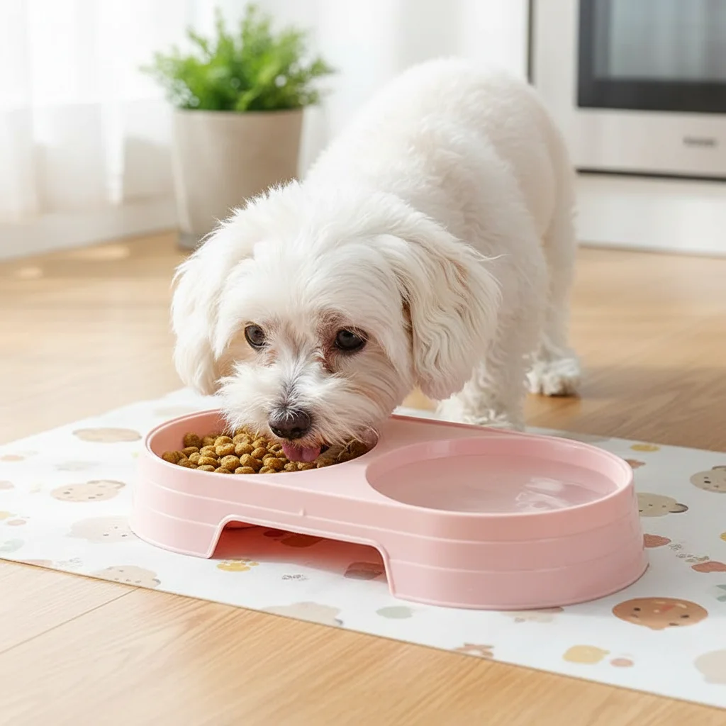 Macaron Style Pet Double Bowl Feeder Non-Slip Cat Dog Food Water Bowl Portable Pet Feeding Dish
