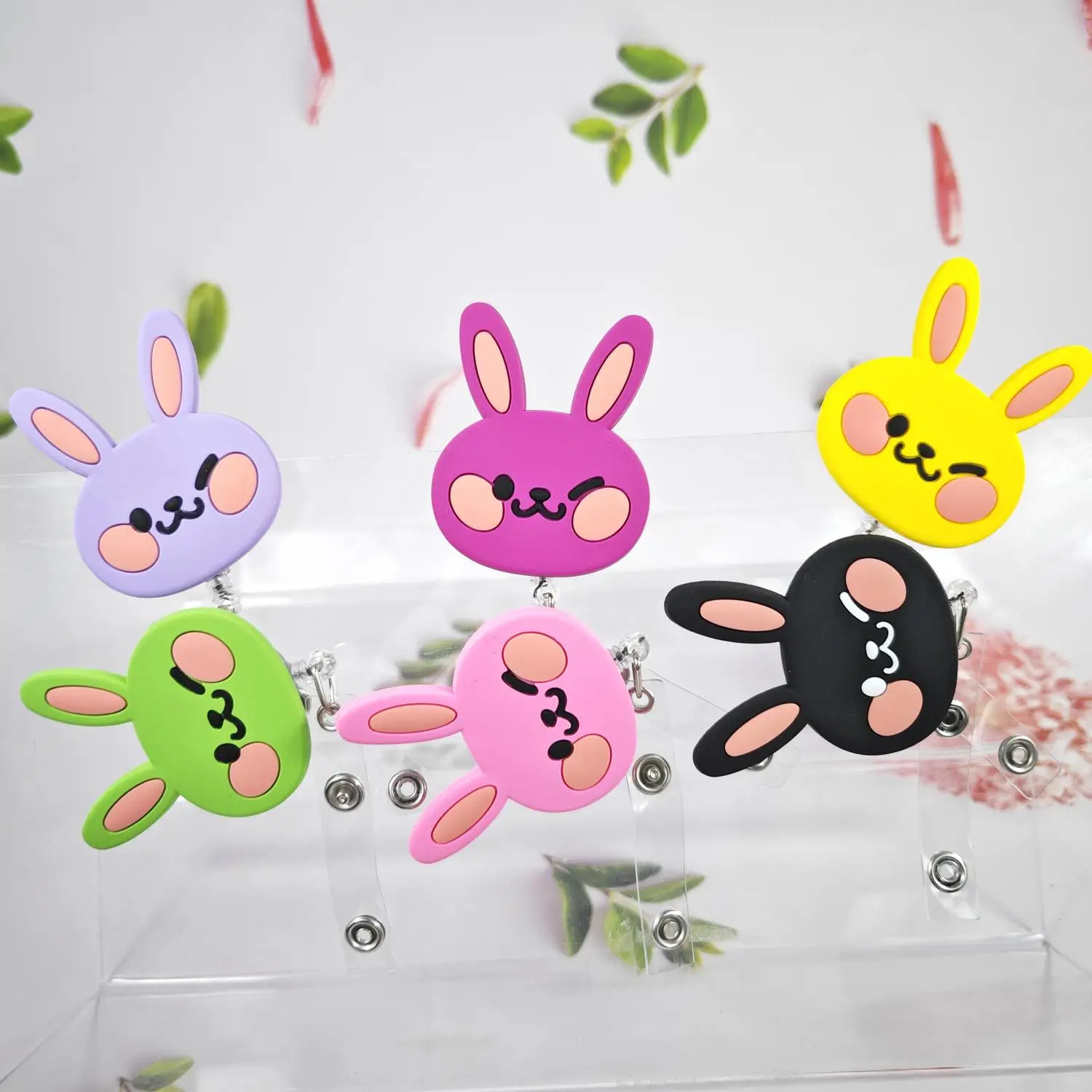Cute Bunny Cartoon Retractable Badge Reel for Hospital Nurses Lanyard Included ID Badge Reel Factory Direct
