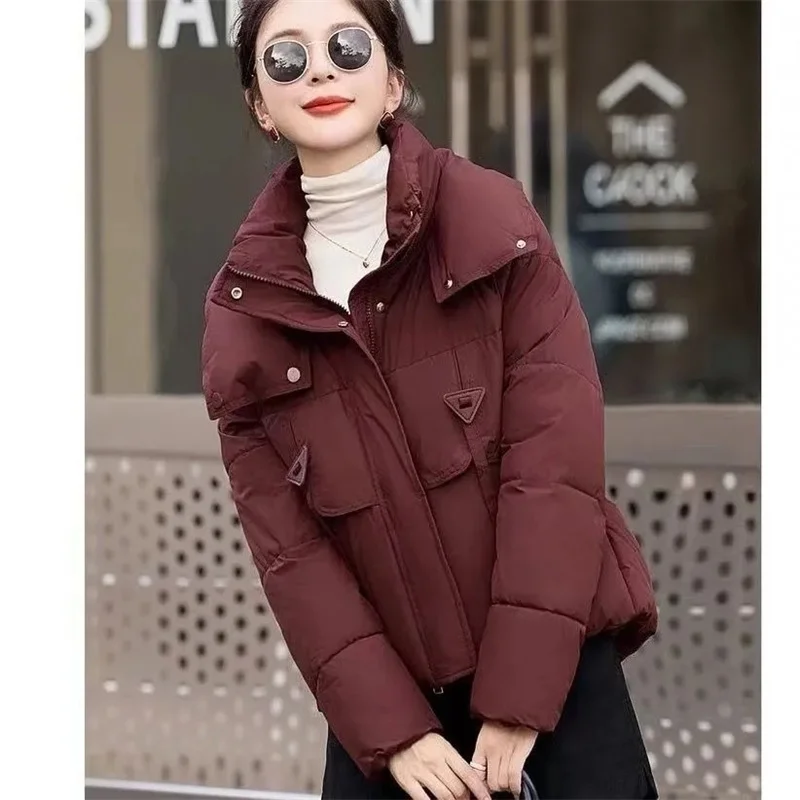 2025 Nieuwe Mode Parka Jas Vrouwen Koreaanse Herfst Winter Losse Capuchon Dikker Warm Dons Katoen Gewatteerde Korte Jassen Vrouwelijke tops