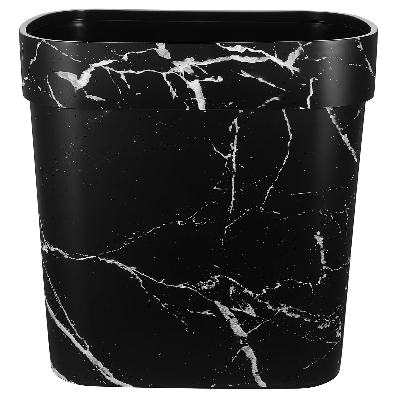 

Marble Trash Can Plastic Bathroom Wastebasket Kitchen Garbage Bin Oval Container Waterproof Easy Clean Decor Hotel