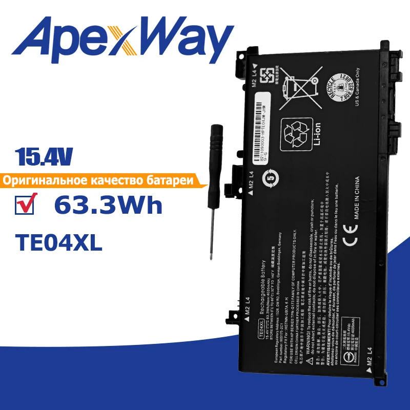 

ApexWay TE04XL HSTNN-DB7T 905175-2C1 15.4V 63.3WH laptop battery for HP OMEN/Pavilion 15 TPN-Q173