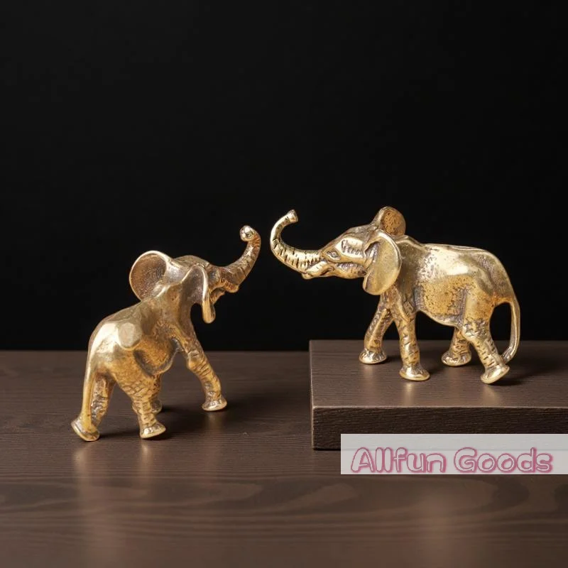[TG835]Zinc Alloy Elephant Figurine Handcrafted Vintage Texture Lucky Trunk Up Perfect For Home Office Decoration