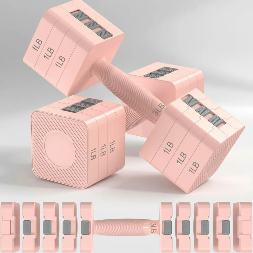 

Adjustable Dumbbells Set 5 Levels 3-11lbs Home Gym Weights for Men Women Full Body Workout