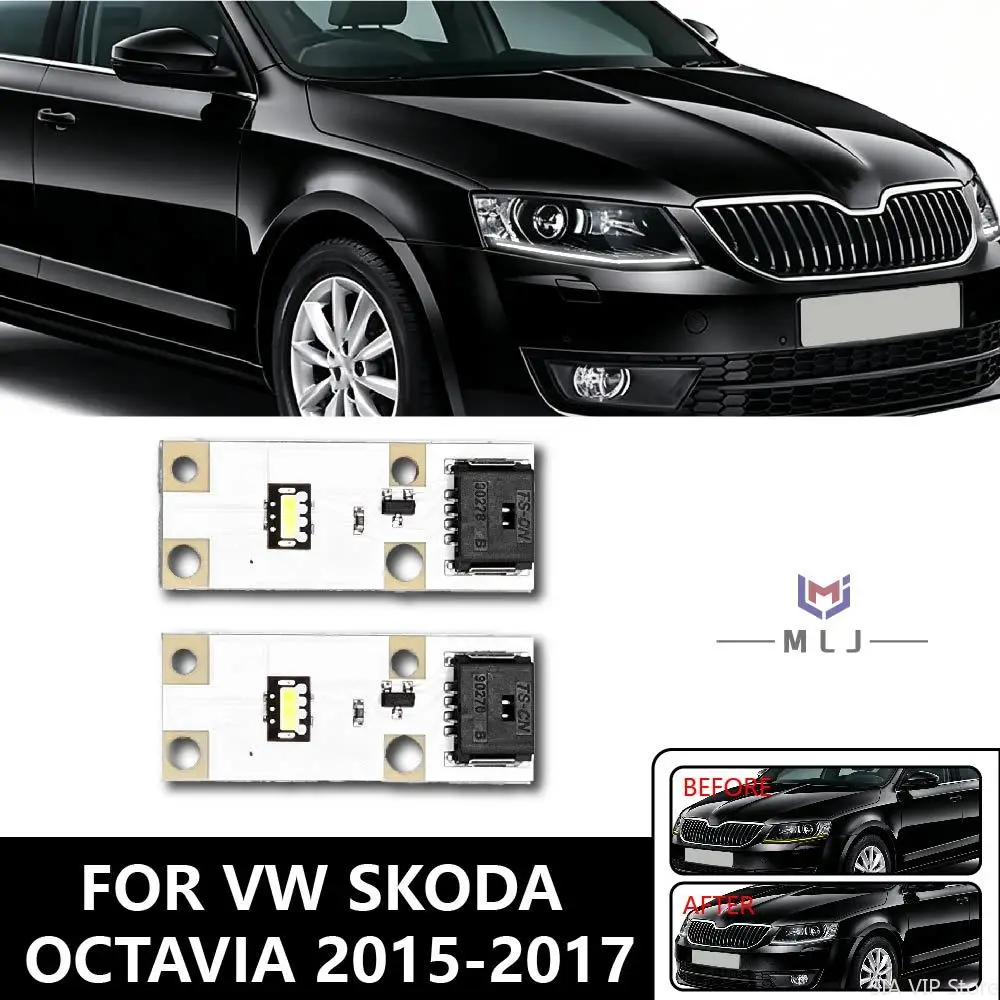 

White LED Headlight Chip Board For VW Skoda Octavia 2015 2016 2017 DRL Tube Chips Acrylic Light Guide Car Headlight