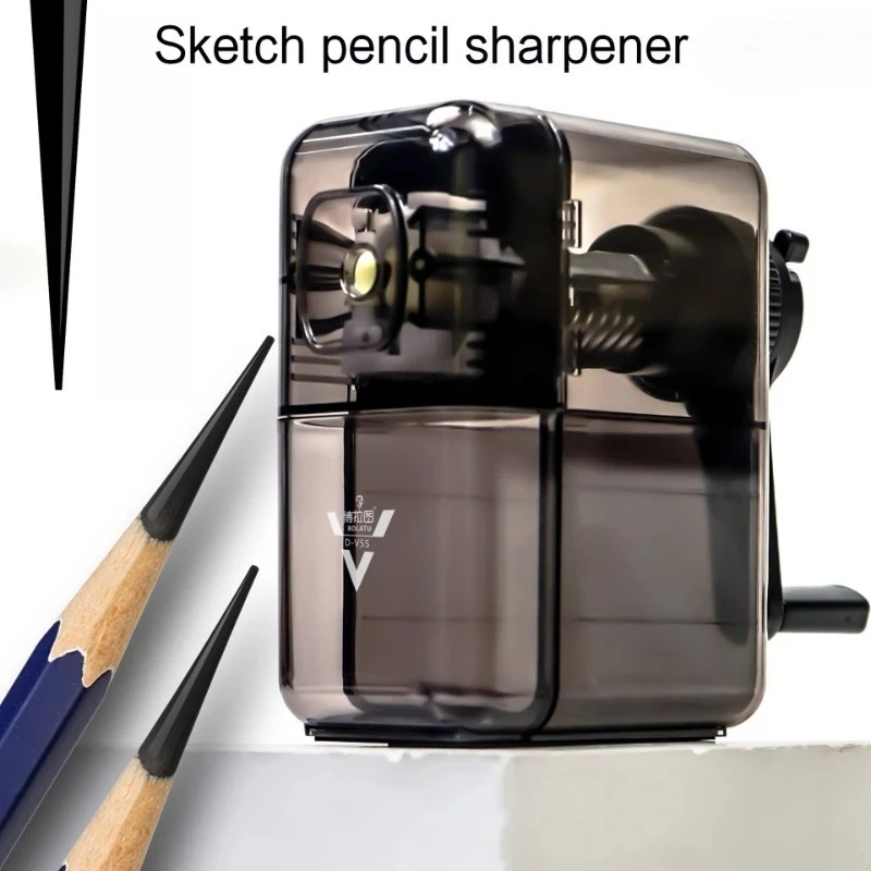 Sacapuntas Manual con manivela transparente/negro para niños artistas arte especial estudiante creativo Oficina escuela papelería