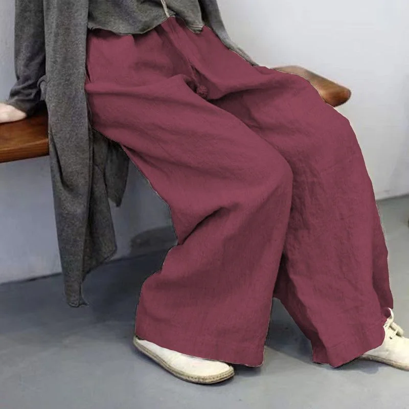 

Женские свободные льняные брюки с широкими штанинами, с высокой талией, повседневные, дышащие, легкие, удобные, летние.