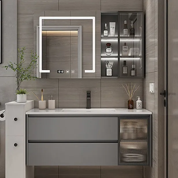 

Light luxury bathroom cabinet combination bathroom sink face wash table rock slab ceramic integrated basin