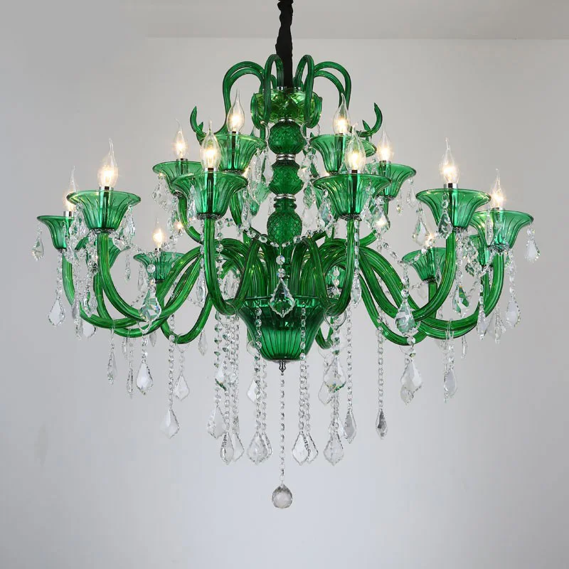 Decor Green Chandelier led lights for home Bar led glass chandelier glass candelabra Cafe lighting Lamp wedding lighting