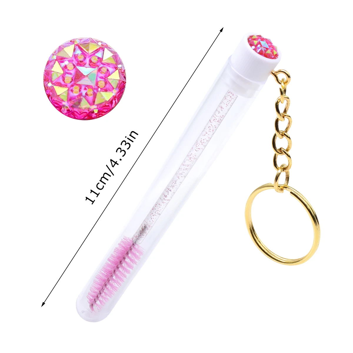 5pcs/Lot Eyelash Brushes Tubes With Keychain Lash Brush In Clear Container Disposable Eyelash Extension Mascara Wands With Case