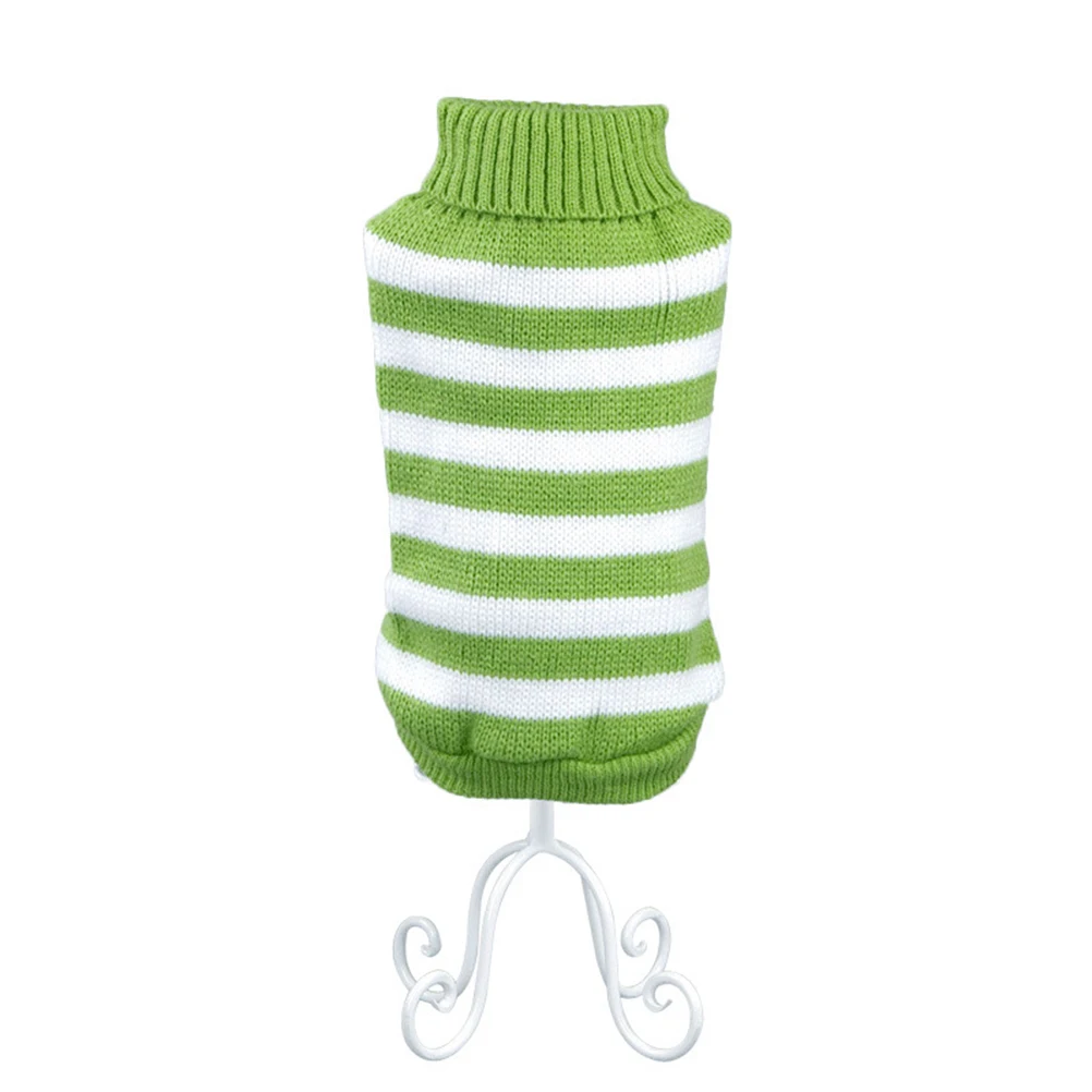 

Pet Turtleneck Sweater Small Dog Clothes Chihuahua Puppy Costume Woolen Yarn Durable Stripe High Collar Outdoor Christmas Pet