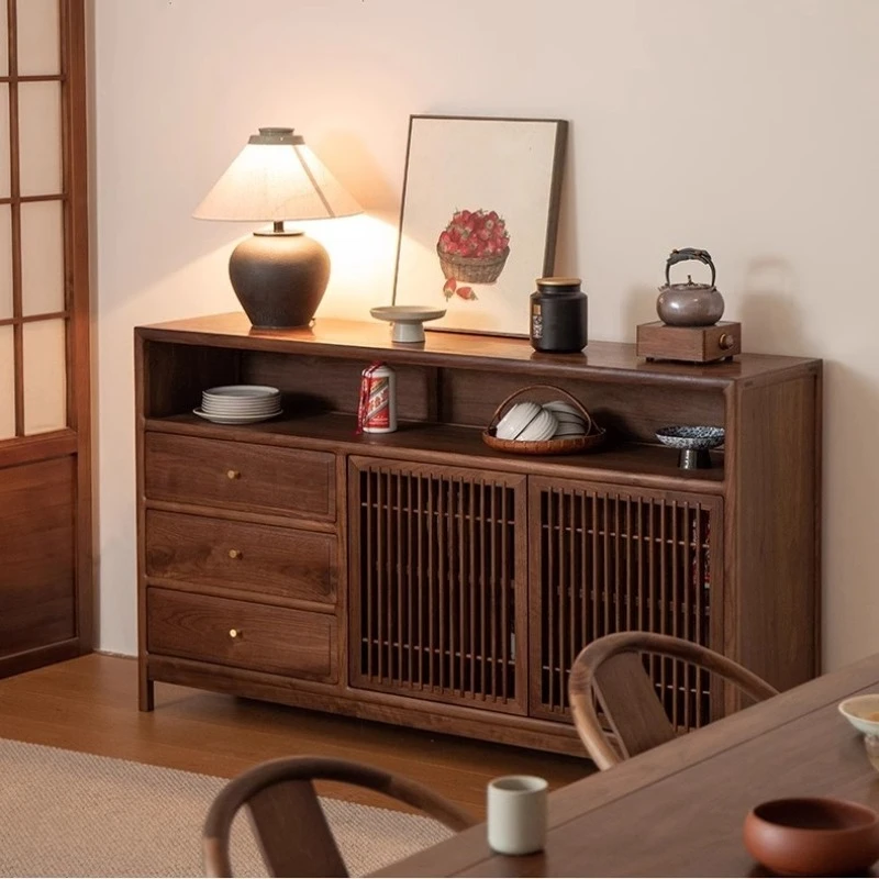 

New Chinese walnut sideboard, tea room locker, storage cabinet, sideboard, solid wood low cabinet, entrance tea cabinet
