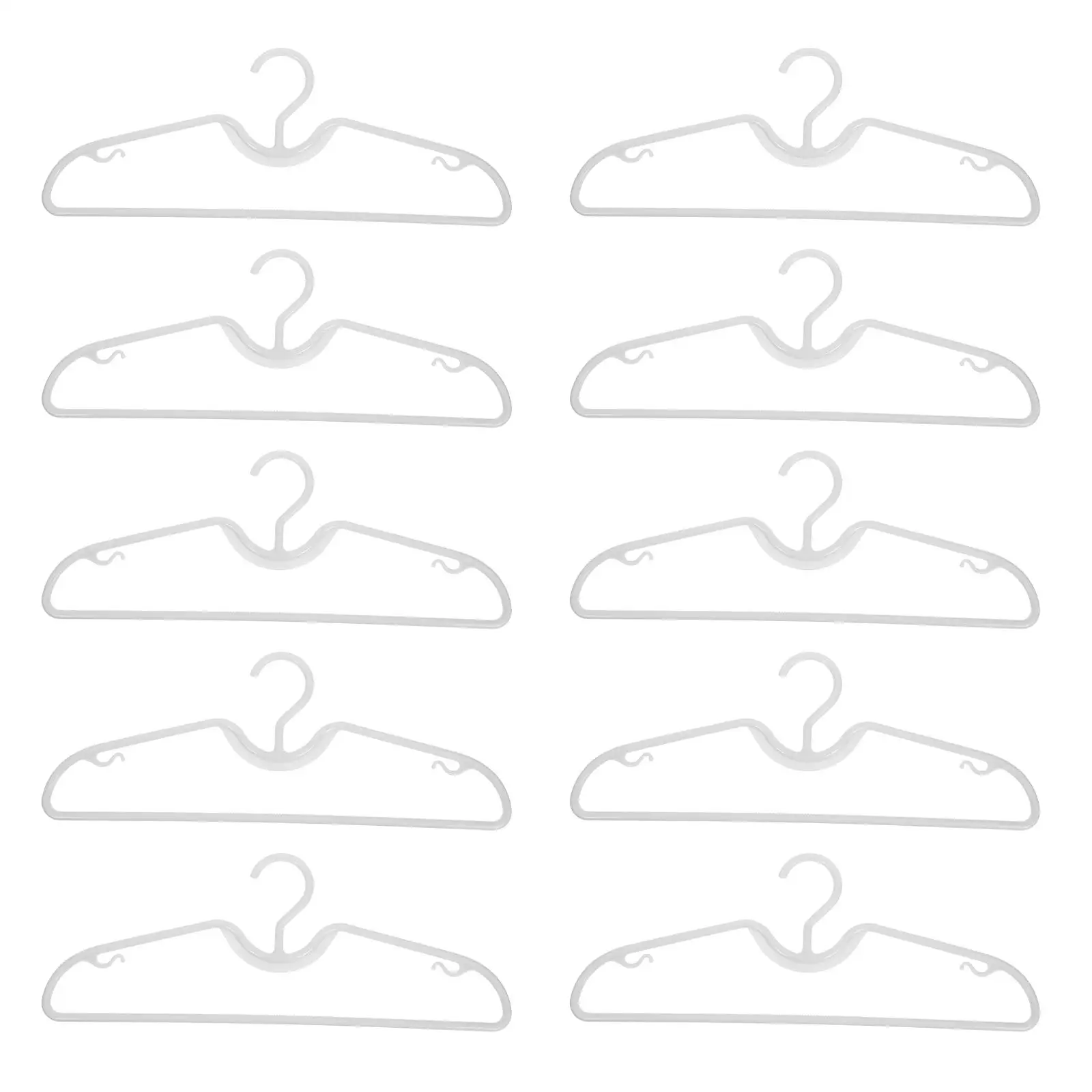 10pcs Short Neck Hangers M-Shaped Non-Slip Plastic Closet Organizers Space Saving Garment Rack For Shirts Pants Jeans