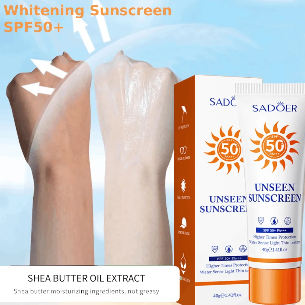 Sadoer Whitening Sunscreen Cream SPF 50+ PA+++ Moisturizing Waterproof UV Protector Concealer Facial Sunblock Facial Care