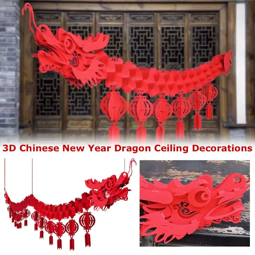 3D Chinese Paper Dragon Hanging Decoration Festival Year Garland New Lantern Ceiling Ornament For Lunar New Year Party