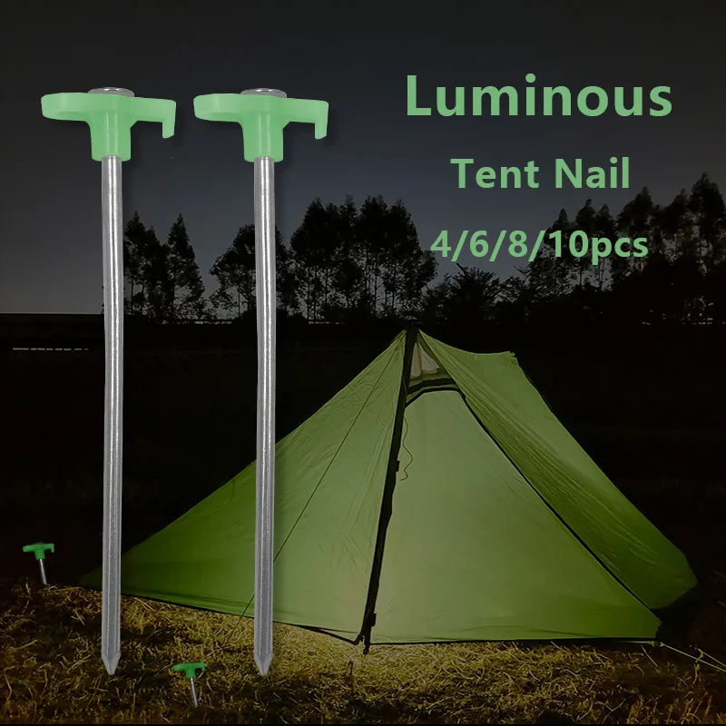 4/6/8/10Pcs Luminous Camping Tent Peg 20Cm 25Cm Fluorescent Tarp Pegs Canopy Awning Nail Tent Stakes Outdoor Camping Accessories