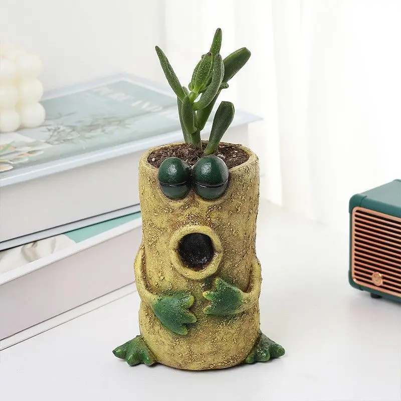 Frog Resin Crafts Creative Funny Frog Expression Succulent Home Garden Flower Pot Ornament Planters