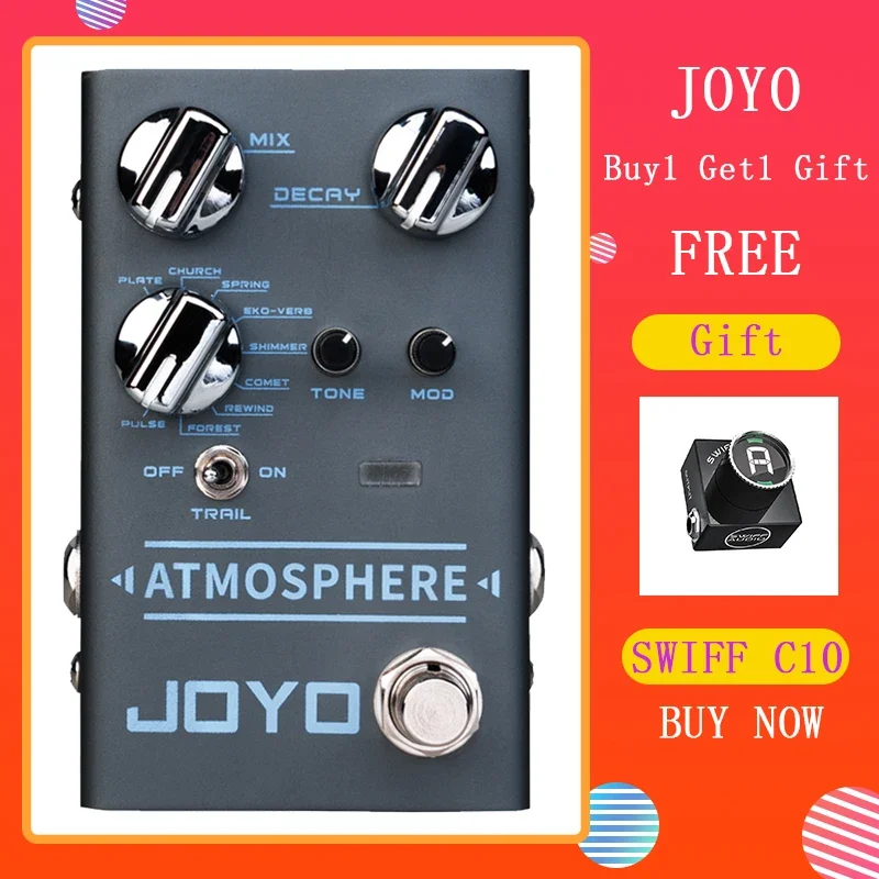 

JOYO R-14 ATMOSPHERE Reverb Electric Guitar Pedal Built-in 9 Digital Reverb Effects Pedal True Bypass Guitar Parts & Accessory