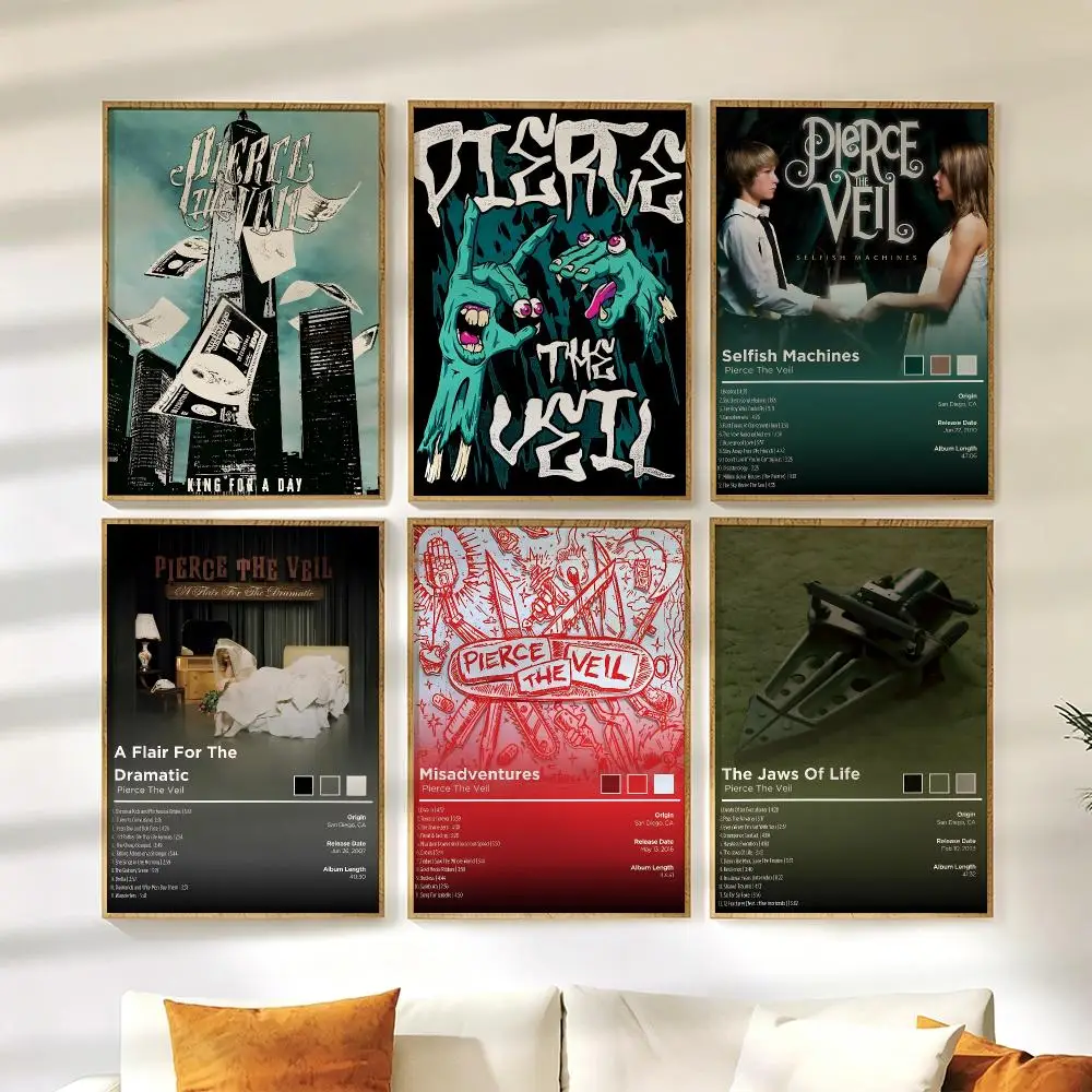 Rock Band P-Pierce The Veil Poster Wall Stickers HD Painting Self Adhesive Art Decals for Bedroom Living Room Home Decor