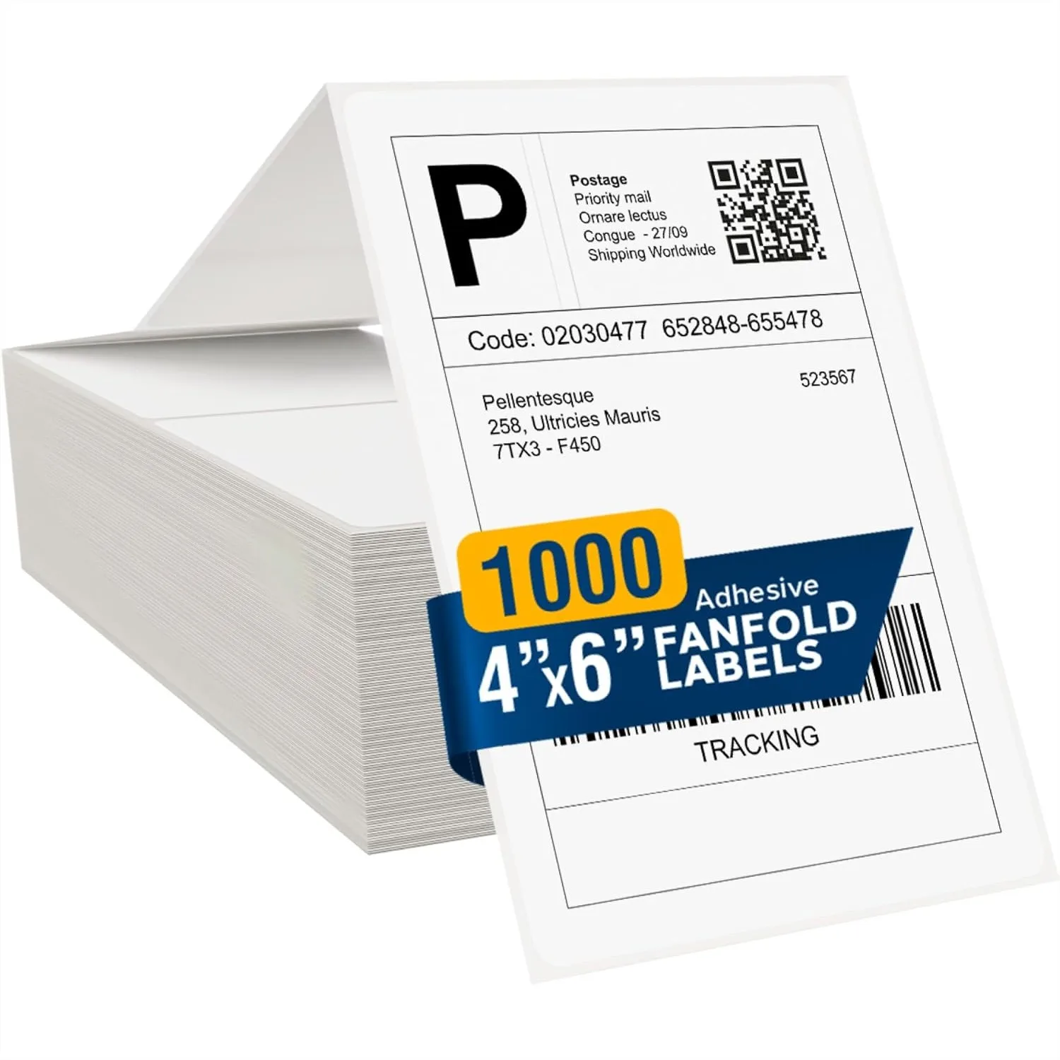

4x6 Direct Thermal Labels for Shipping, 1000 Fanfold Labels with Strong Adhesive, Compatible with USPS FedEx UPS