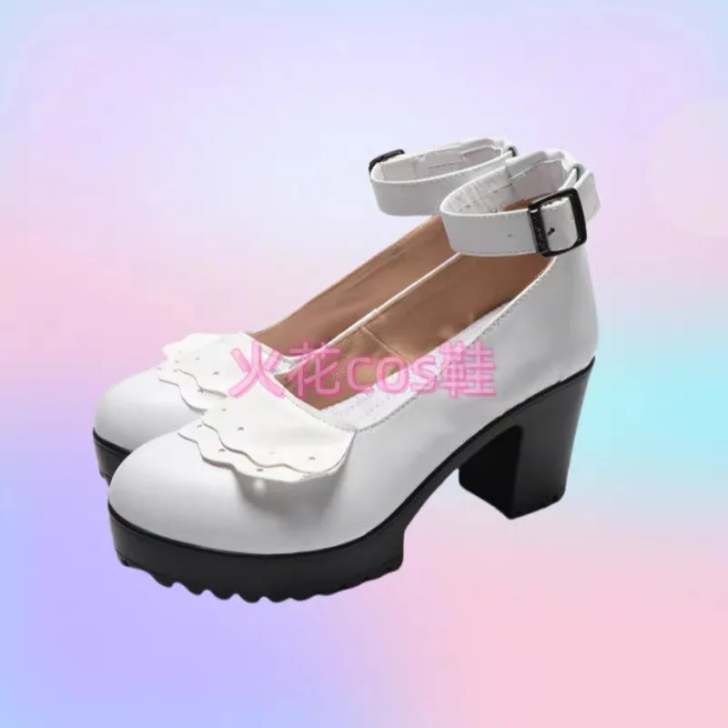 Asuka Langley Soryu Cosplay Lolita Dress Shoes Białe buty ze skóry PU Damskie