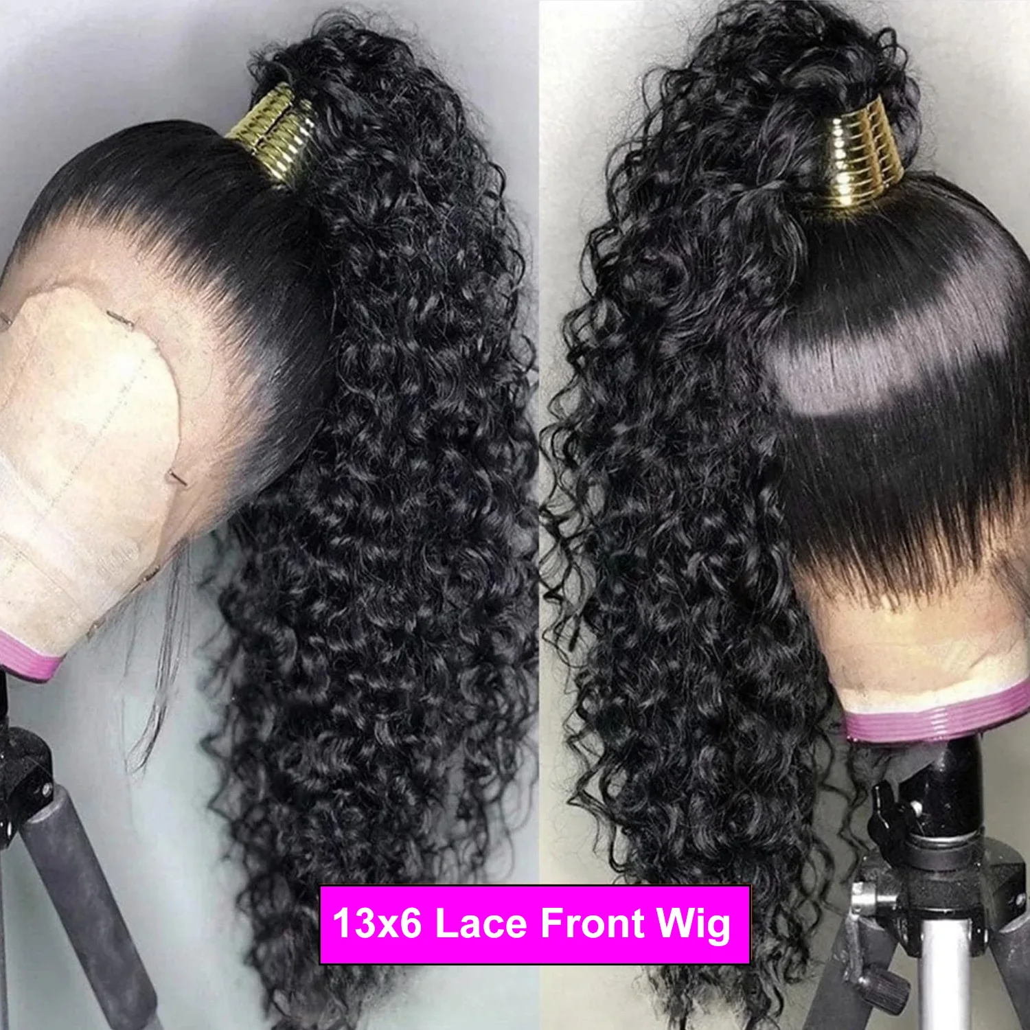 22 بوصة شعر مستعار مجعد 13x6 فراق عميق الدانتيل الجبهة خصلات الشعر المستعار الإنسان قبل قطعها البرازيلي الدانتيل الباروكات الأمامية للنساء شحن مجاني #1