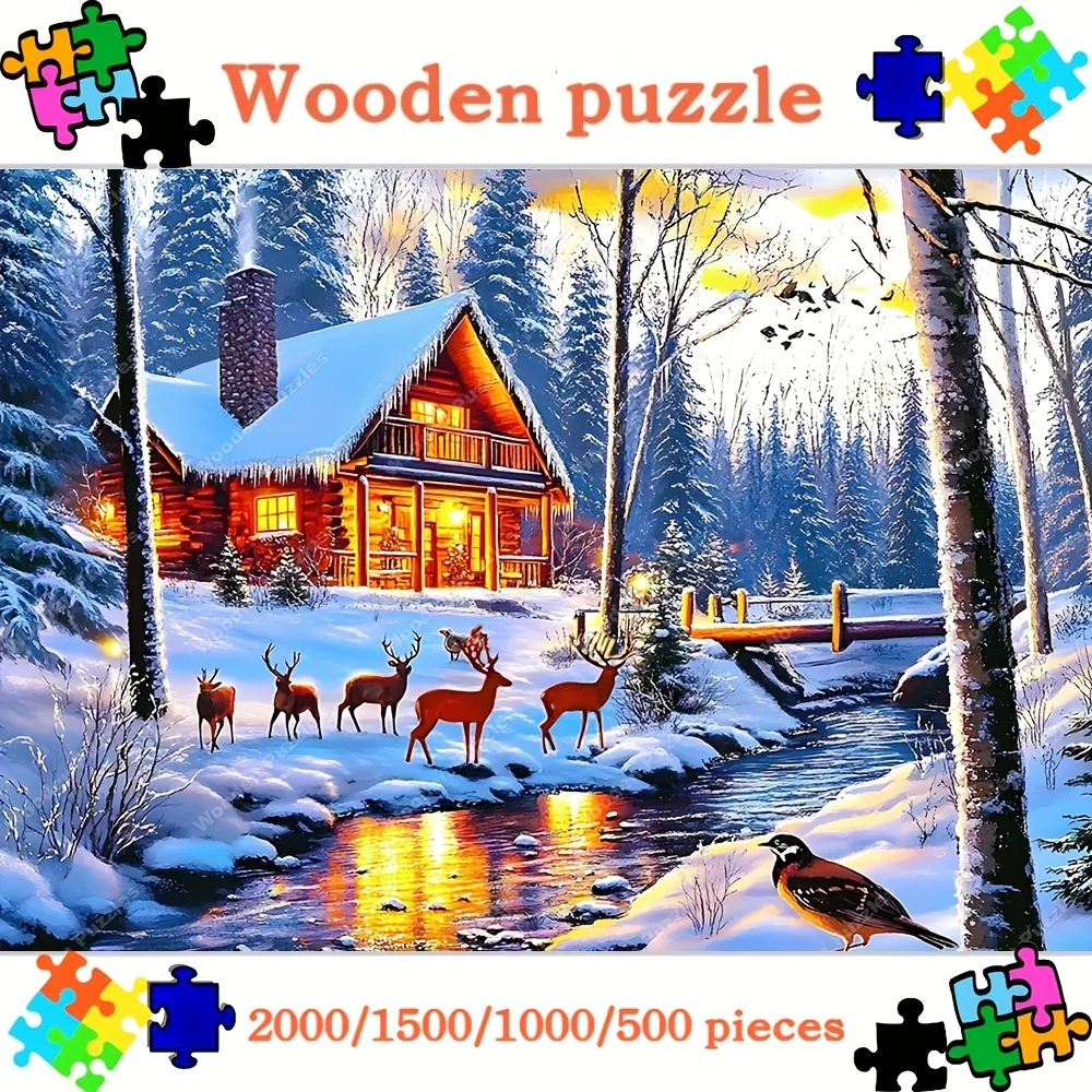 2000/1500/1000/500 قطعة لغز ورقي للكبار لتزيين المنزل والمكتب، ديكور الحائط، مناسب لهدايا أعياد الميلاد والعطلات،