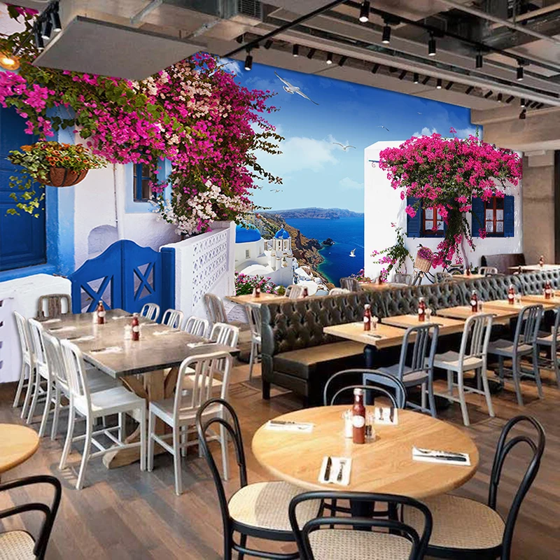 Zeegezicht Rose Foto Aangepaste Muurschildering Behang 3D Cafe Restaurant Romantische Achtergrond Behang Home Decor Papel De Parede 3D