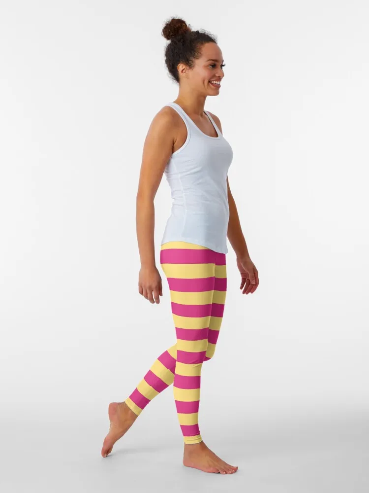 Pink Yellow Stripes Leggings for fitness Tight fitting woman Sports pants woman Womens Leggings