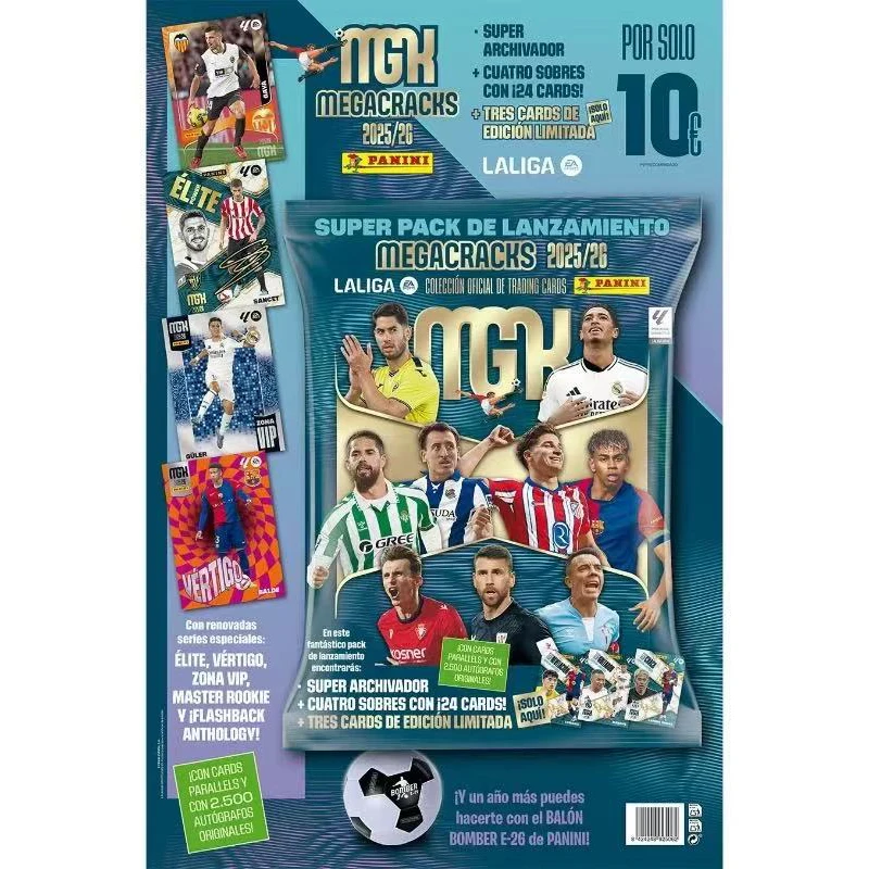 Nieuwe Seizoen 2023-2026 Panini Megacracks Liga Spaanse Trading Collection-kaarten, elk pakket bevat 6 kaarten