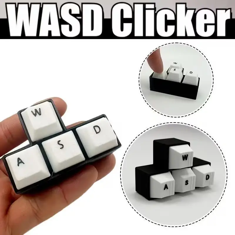 3D-gedruckter WASD-Tastatur-Klicker-Schlüsselanhänger, Mini-Fidget-Klicker-Spielzeug, mechanischer Schalter, Stressabbau-Schlüsselring, tragbar, EDC, Gaming G – Detail 2