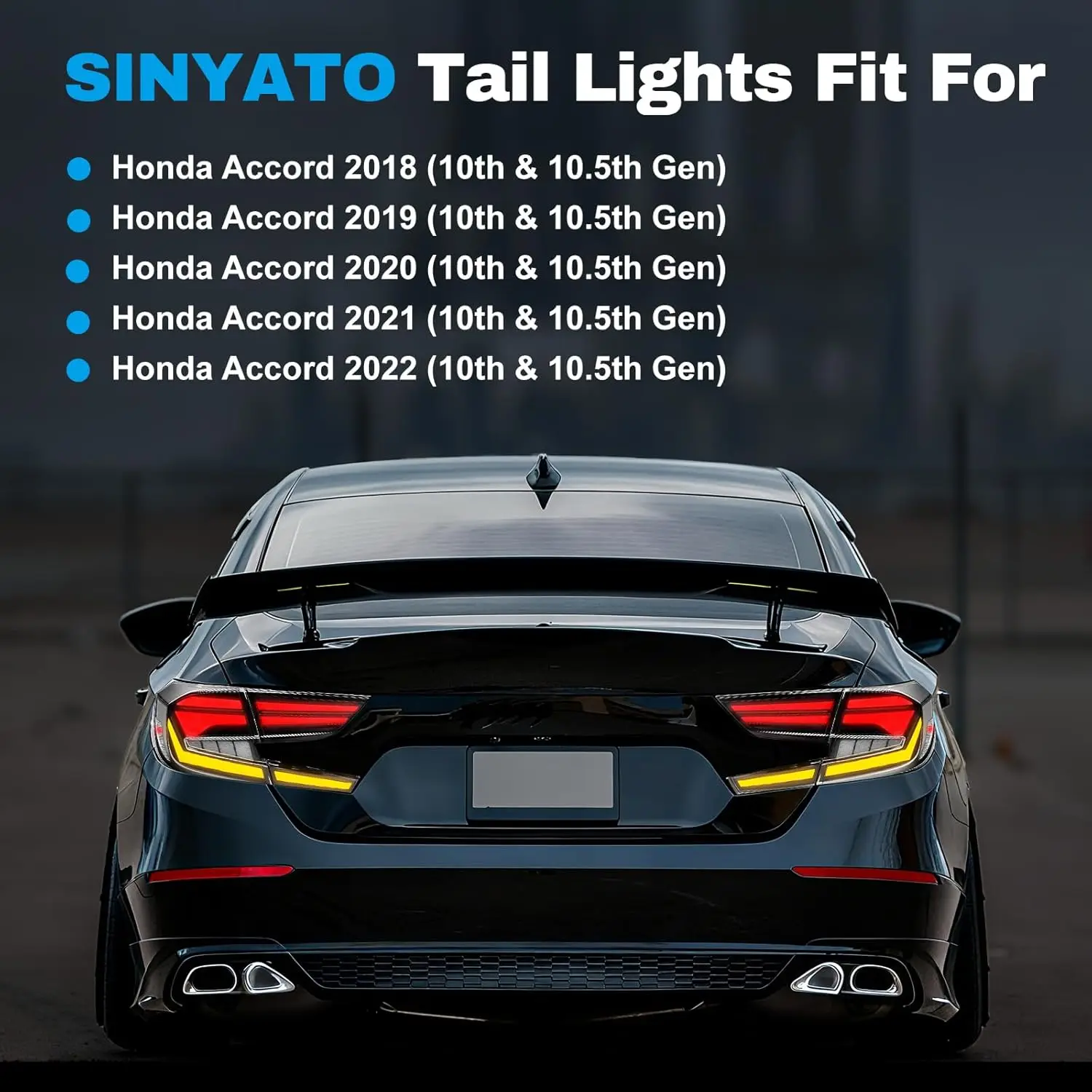 Sequential LED Tail Lights for Honda Accord 10th Gen / Refresh 2018-2022 Taillight Dynamic Turn Signal Light Brake Reverse Light