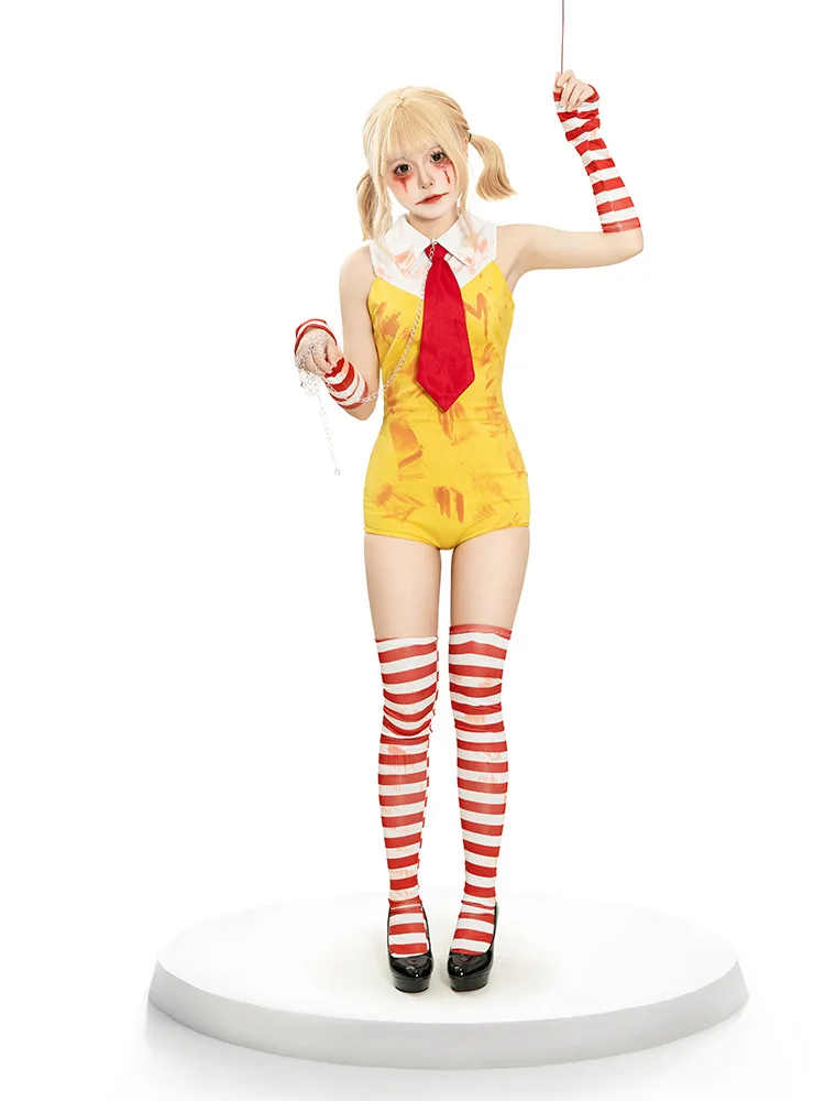 Halloween Anime Cosplay Kostüm Damen Sexy Parodie Clown Kostüm Maskerade Themenparty Verkleidung Karneval Bühnen-Jumpsuit Neu – Detail 6