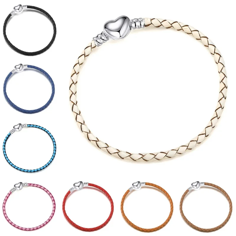 2025 New Heart Versatile Couple Leather Rope Bracelet Basic Chain Fit Orinigal Pandora Lady’s Jewelry GIfts For Valentine's Day