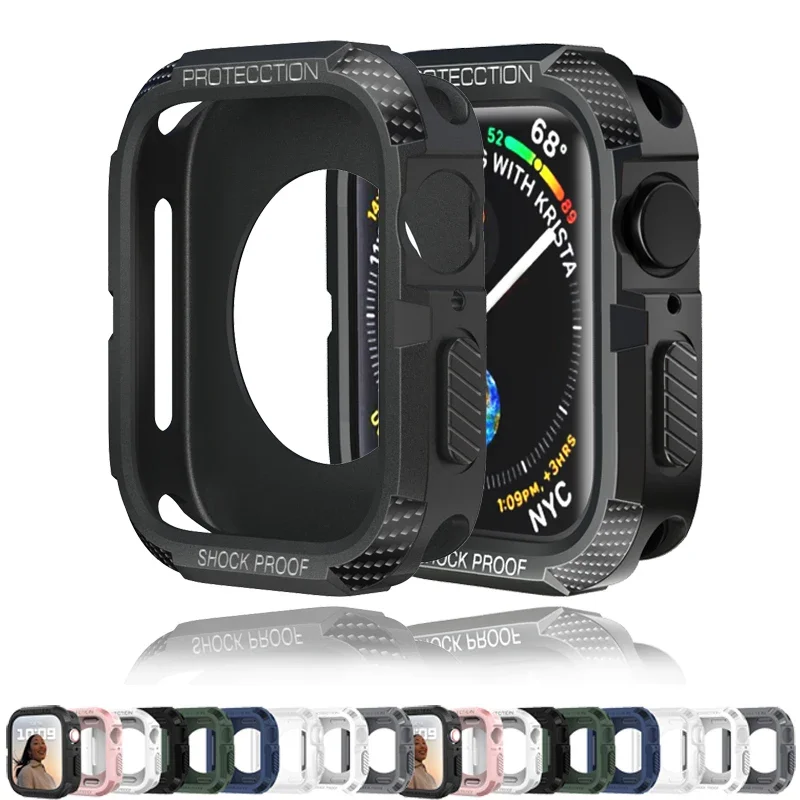 

Rugged Cover for Apple Watch Case 44mm 40mm 45mm 41mm 42mm 46mm 38mm se 6 5 4 3 TPU Screen Protector iWatch serie 7 8 9 10 Case