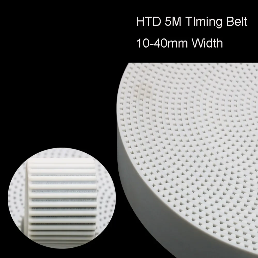 USGO Arc ฟัน PU สีขาว HTD 5M เปิดเข็มขัดกว้าง 10/15/20/30/40 มม.ยูรีเทนเหล็ก 5 M-20 มม.HTD5M Synchronous Pulley