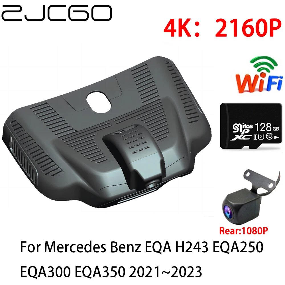 

ZJCGO 4K Car DVR Dash Cam Wifi Front Rear Camera 2 Lens 24h Monitor for Mercedes Benz EQA H243 EQA250 EQA300 EQA350 2021~2023