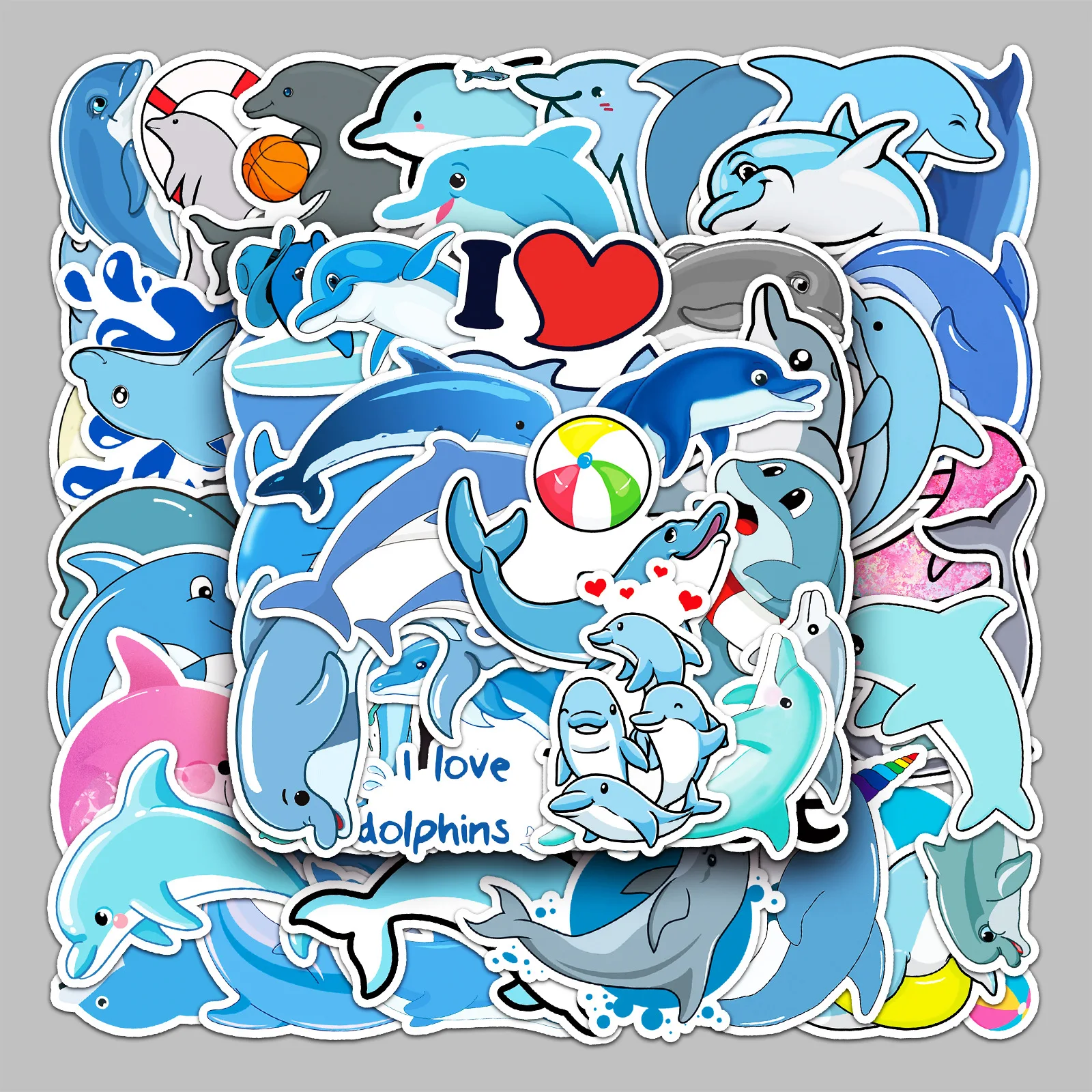 10/30/50PCS Cartoon Dolphin Animal Graffiti Sticker iPad Luggage  Car Guitar DIY Scrapbook Wall Sticker Toy Decoration Wholesale