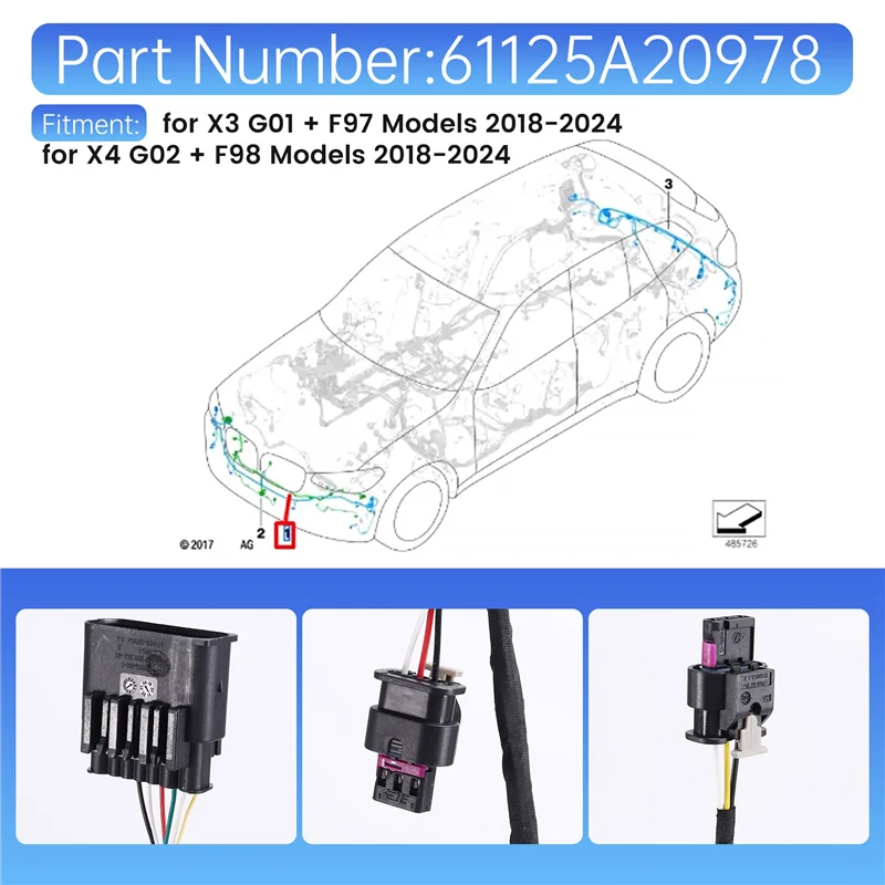 

A96E-Car Front Bumper PDC Parking AID Wiring Harness 61125A20978 For BMW X3 G01 F97 X4 G02