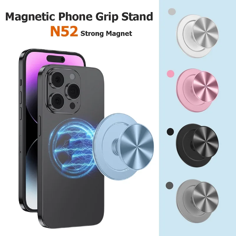 

Magnetic Phone Grip Stand For IPhone 15/14/13/12 Series Foldable Griptok Socket Magsafe Finger Ring Holder Stand Pocket Socket