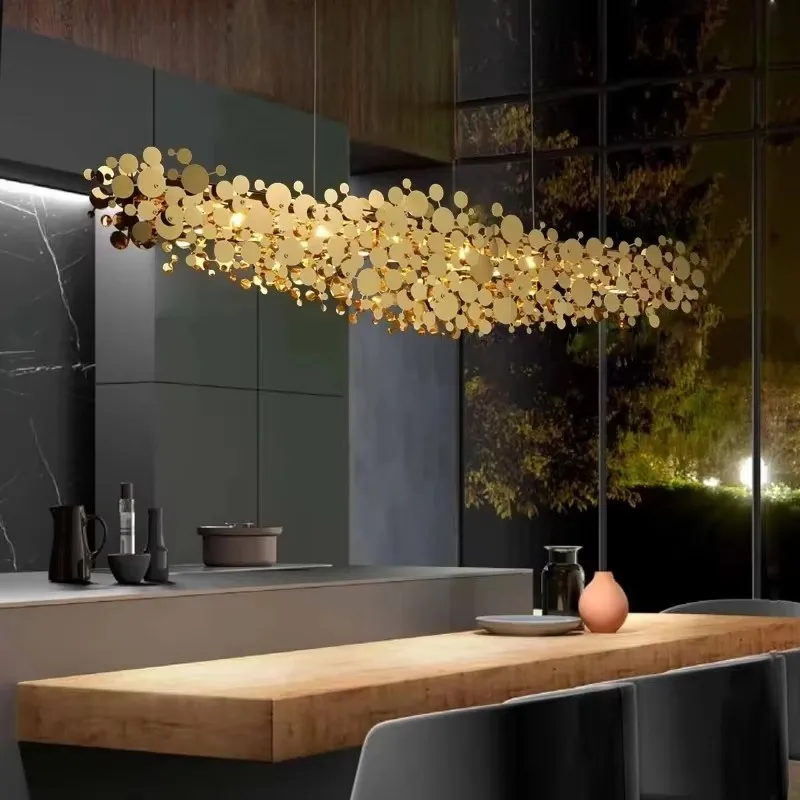 

Postmodern Luxury Stainless steel Chandelier ceiling LED Living Room Dining Room Villa Hanging lights Gold/chrome Indoor Fixture