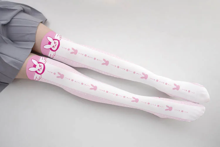 Spiel OW D.Va Cartoon Gedruckt Knie Socken Japanische Nette Lolita Gedruckt Unten Socken Anime Cosplay Seide Socken