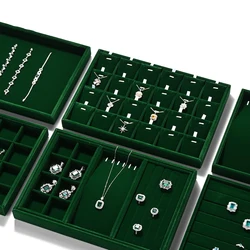 MISHITU Green Premium Jewelry Display Tray Velvet for Ring Earring Necklace Jewelry Display Storage Tray Store Counter Organizer