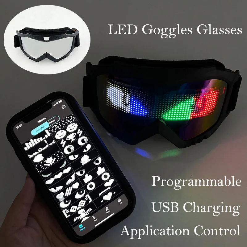 LED Bluetooth-bril Halloween Kerst Disco Bar Neon Accessoires Futuristische lichtgevende bril Bluetooth Diy LED-bril