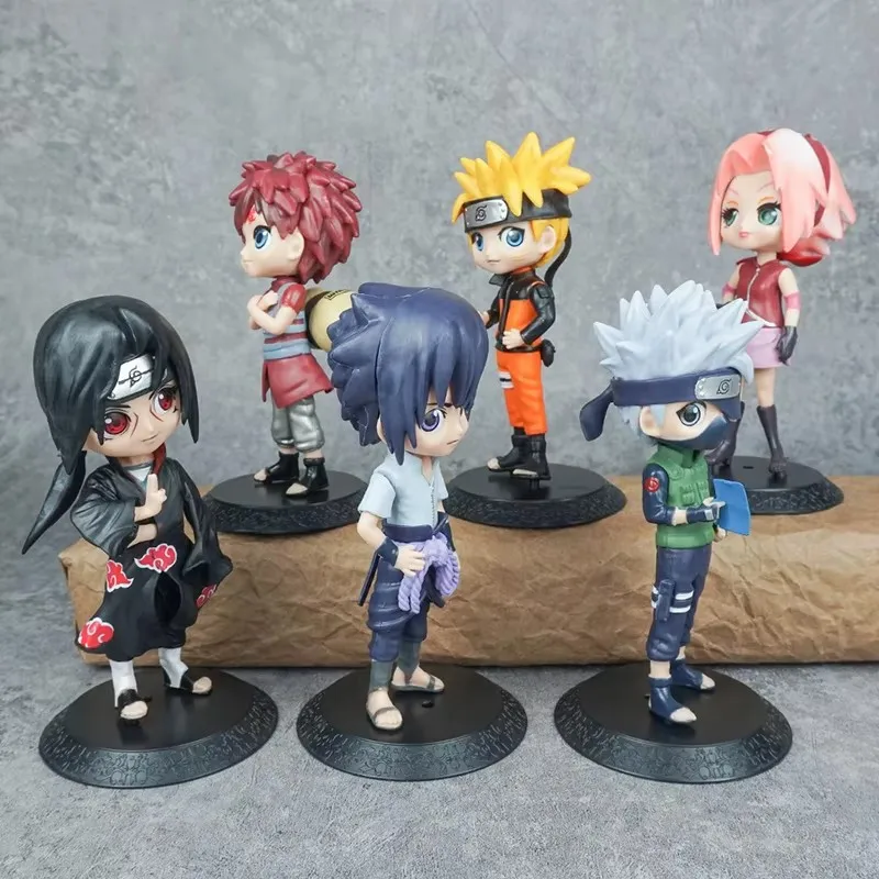 Anime Naruto Sasuke Itachi Kakashi Anime Action Figure Model Gifts Collectible Figurines for Kids 15.5CM 6 Pieces In A Set